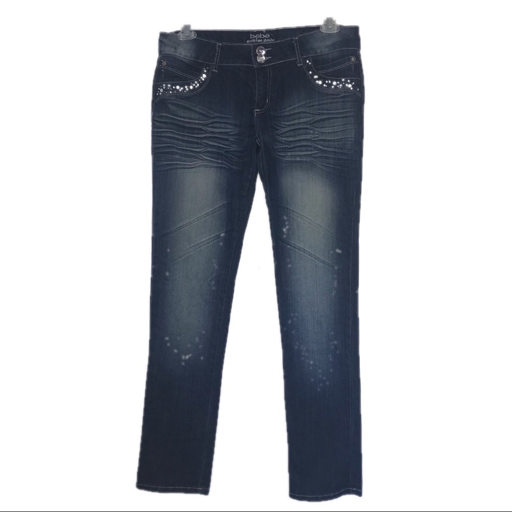 Bebe Premium Skinny Cut Crystal Jeans 15